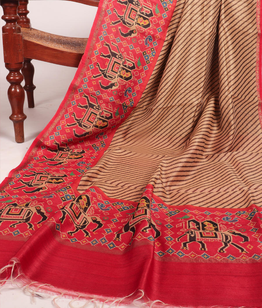 Beige Tussar Printed Saree T309856-image