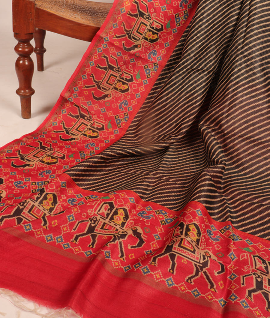 Black Tussar Printed Saree T309841-image