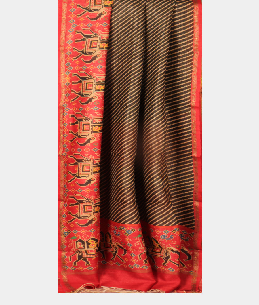 Black Tussar Printed Saree T3098415