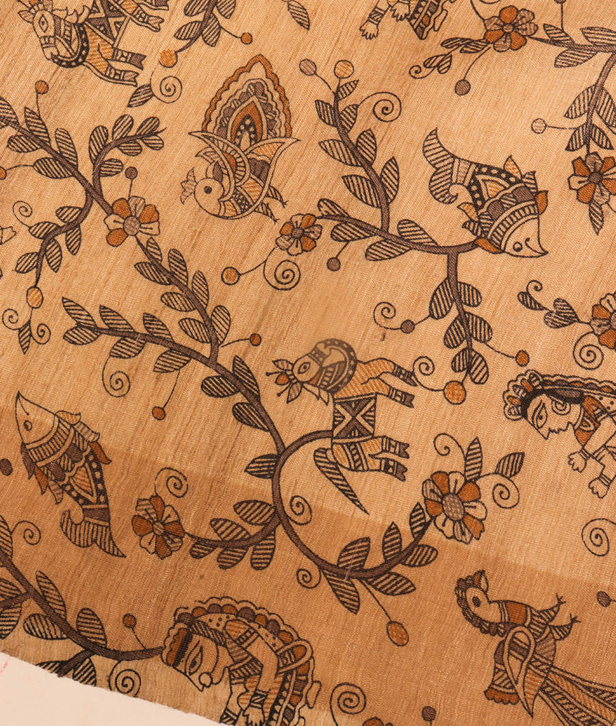 Grey Tussar Printed Saree T3041853