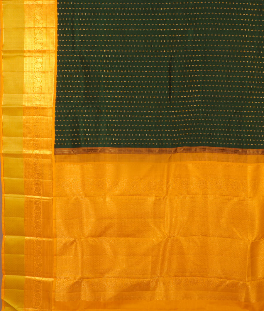 Bottle Green Handwoven Kanjivaram Silk Saree T3073744