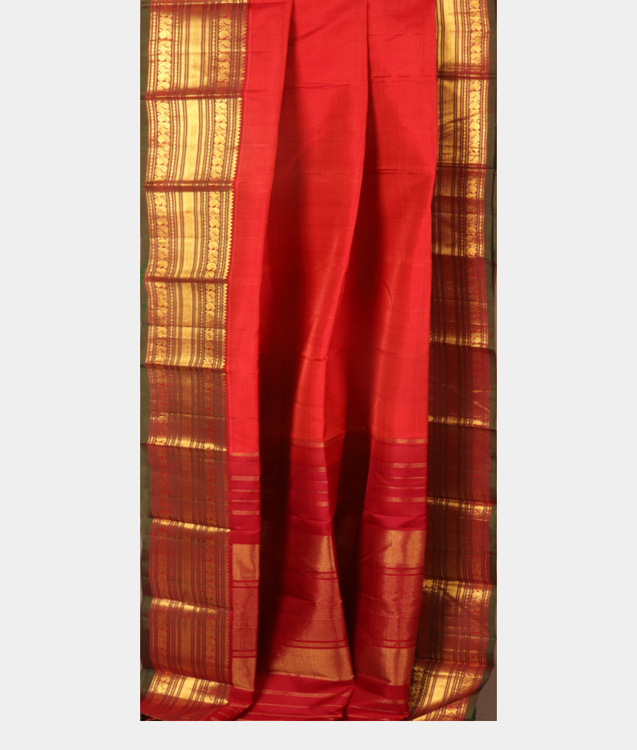 Rust Handwoven Kanjivaram Silk Saree T2795632