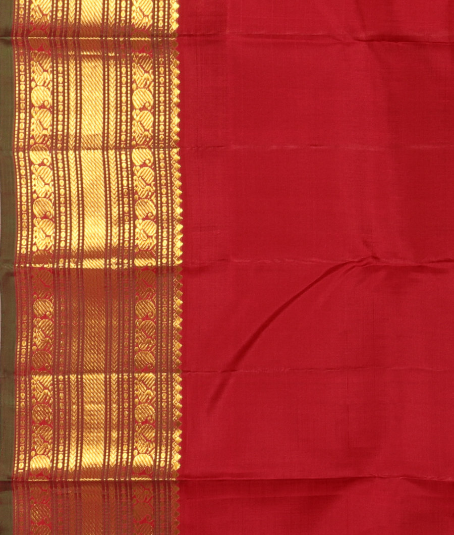 Rust Handwoven Kanjivaram Silk Saree T2795633