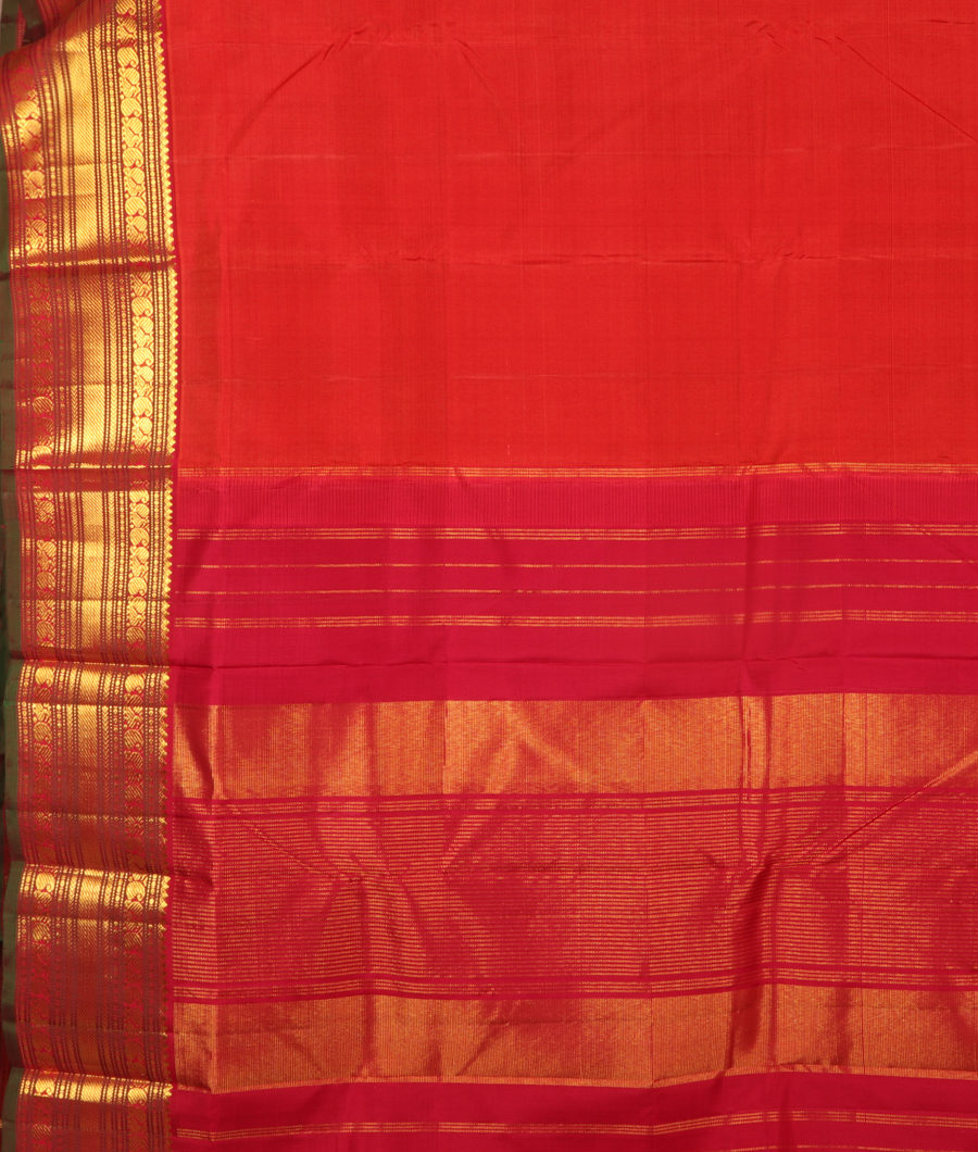 Rust Handwoven Kanjivaram Silk Saree T2795634