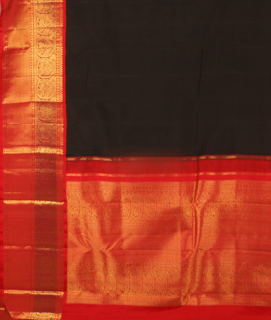 Black Handwoven Kanjivaram Silk Saree T3035174