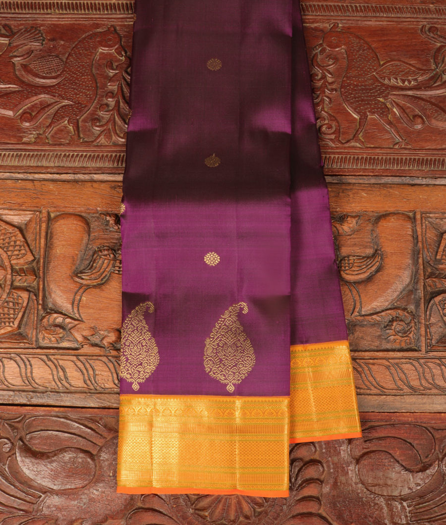 Purple Handwoven Kanjivaram Silk Saree -image