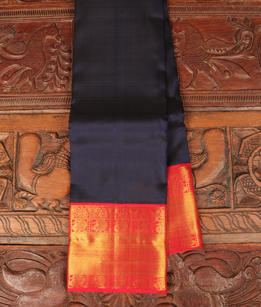 Midnight Blue Handwoven Kanjivaram Silk Saree T305920-image