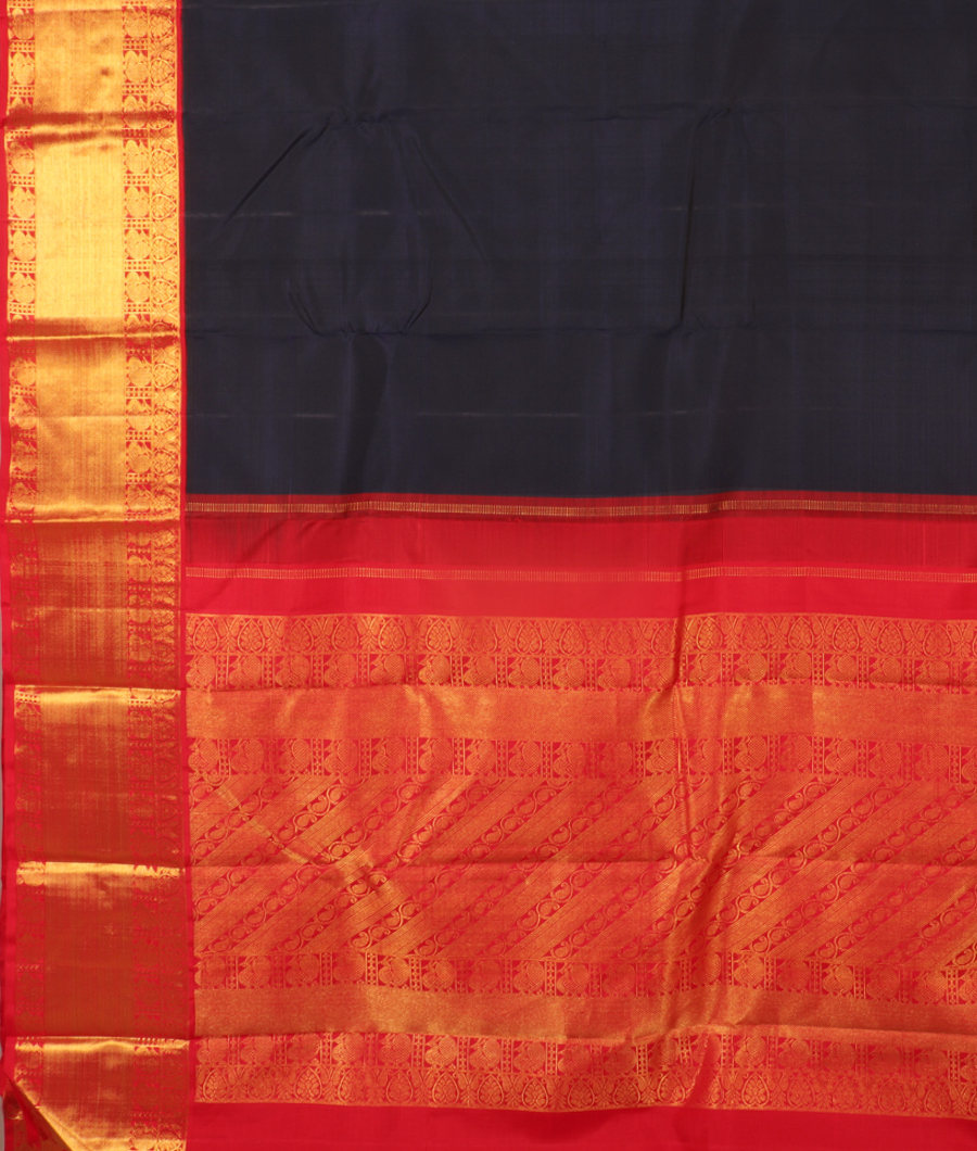 Midnight Blue Handwoven Kanjivaram Silk Saree T3059204