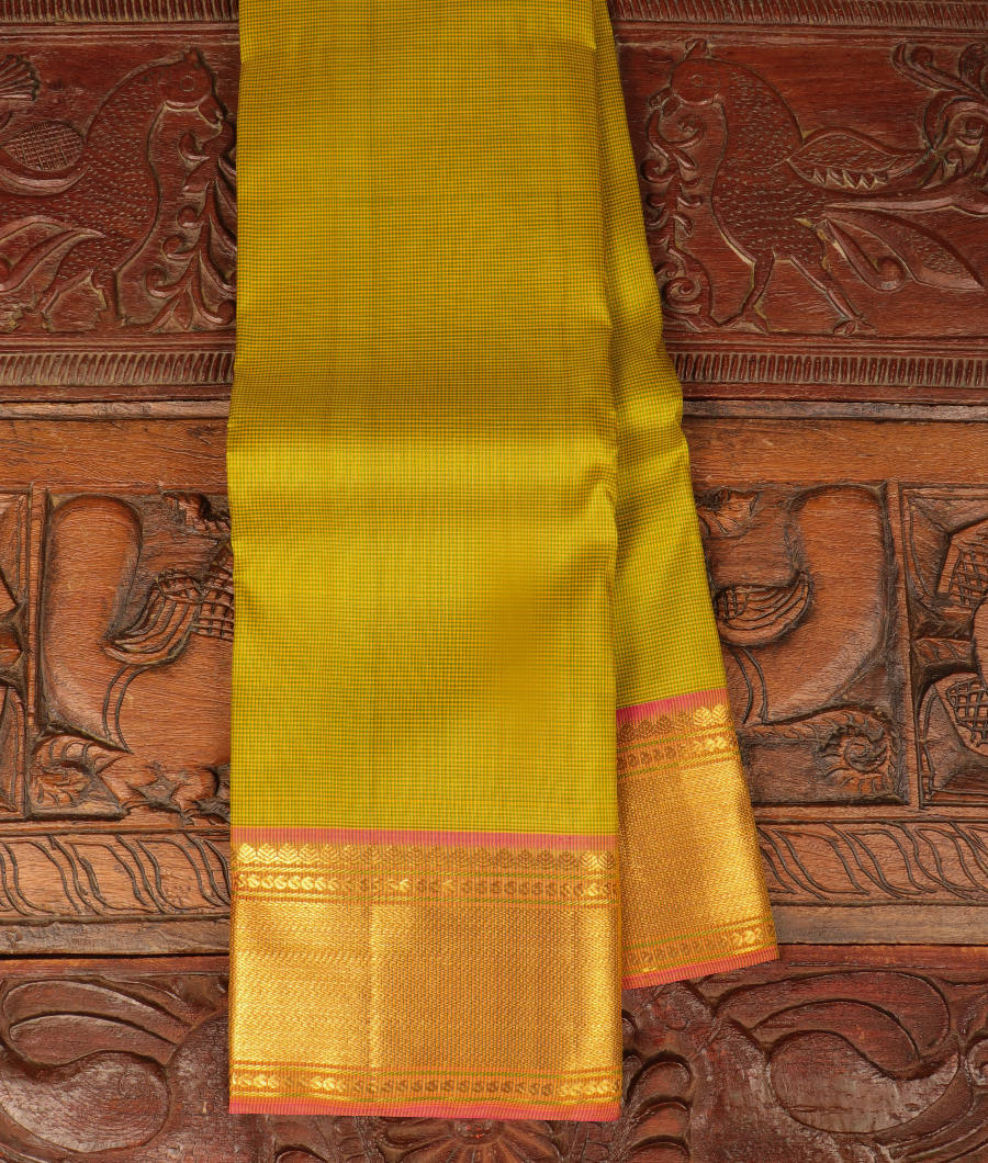 Yellow and Green Handwoven Kanjivaram Silk Saree T310588-image