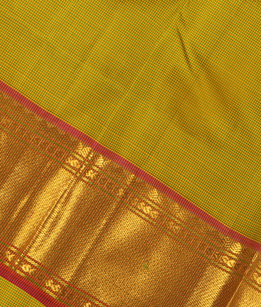 Yellow and Green Handwoven Kanjivaram Silk Saree T3105885