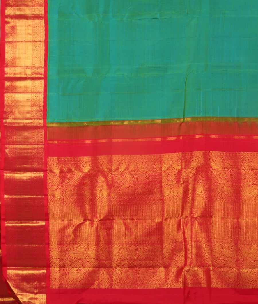 Peacock Green Handwoven Kanjivaram Silk Saree T3093214