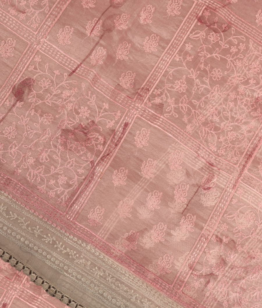 Lavender Kora Organza Printed Saree T309813-image