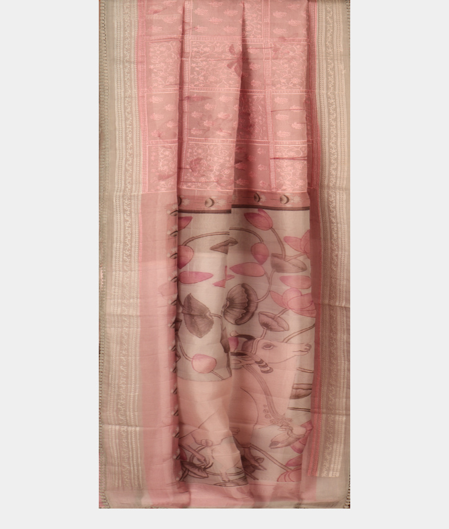 Lavender Kora Organza Printed Saree T3098132