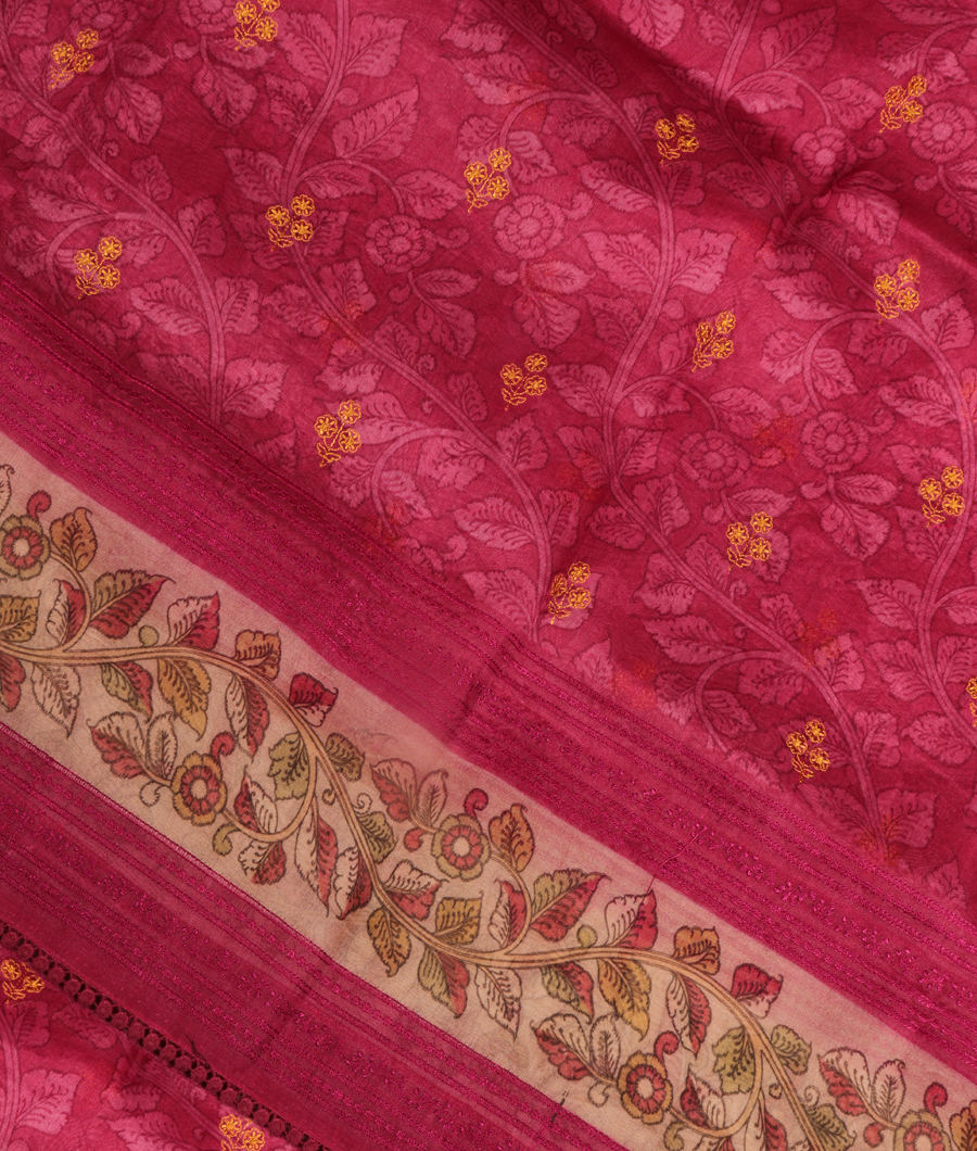 Pink Kora Organza Printed Saree T310022-image