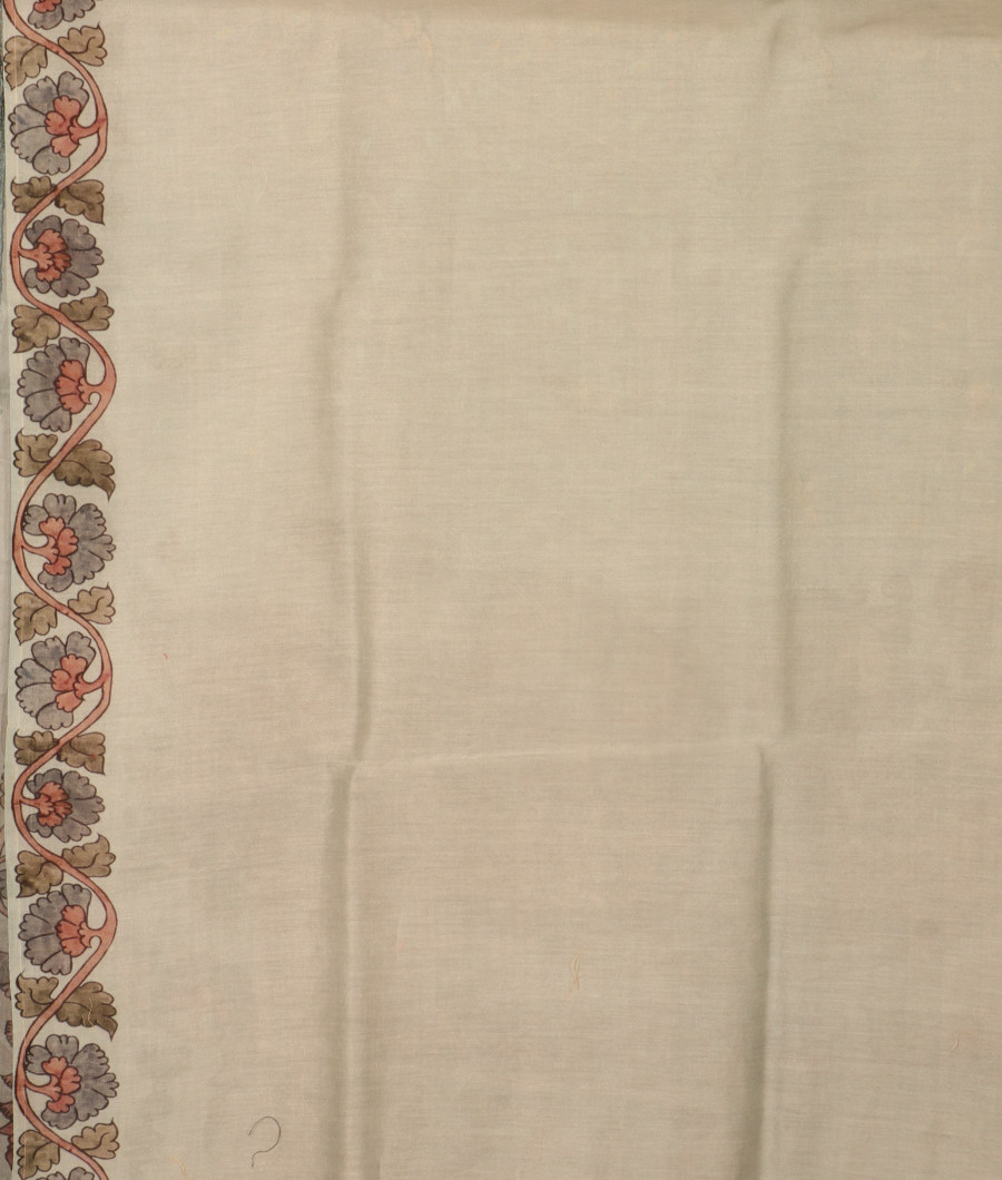 Bluish Grey Kora Organza Printed Saree T3100293