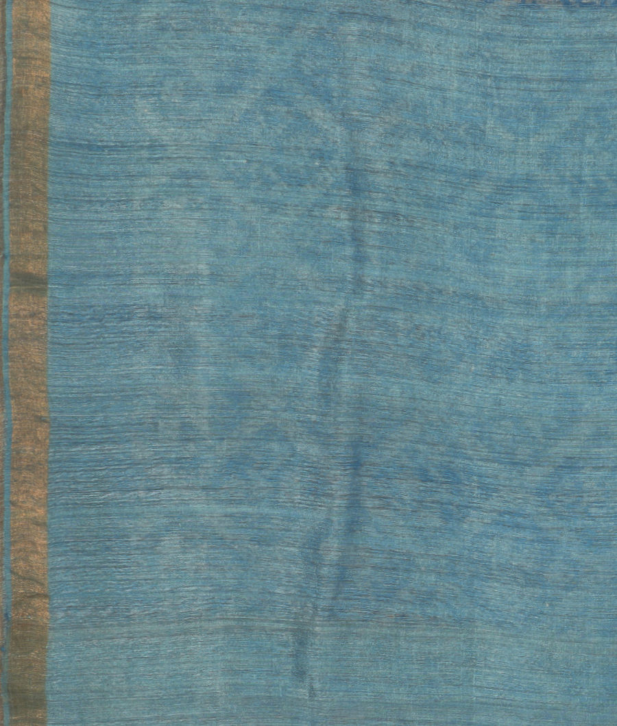 Blue Tussar Printed Saree T2972003