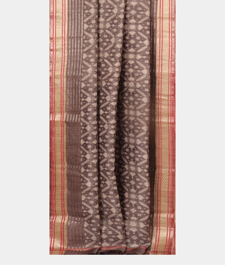 Grey Tussar Printed Saree T2860642