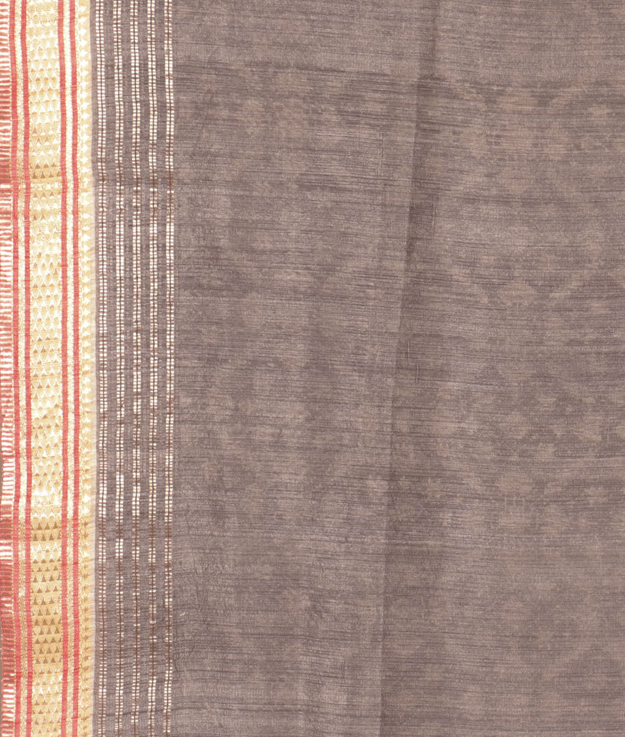 Grey Tussar Printed Saree T2860643