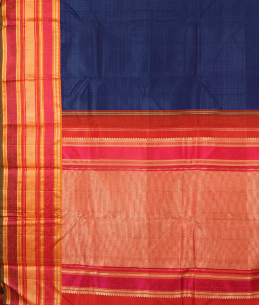 Blue Handwoven Kanjivaram Silk Saree T3093584
