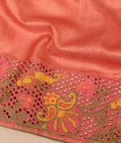 Pink Tussar cutwork saree T3034442
