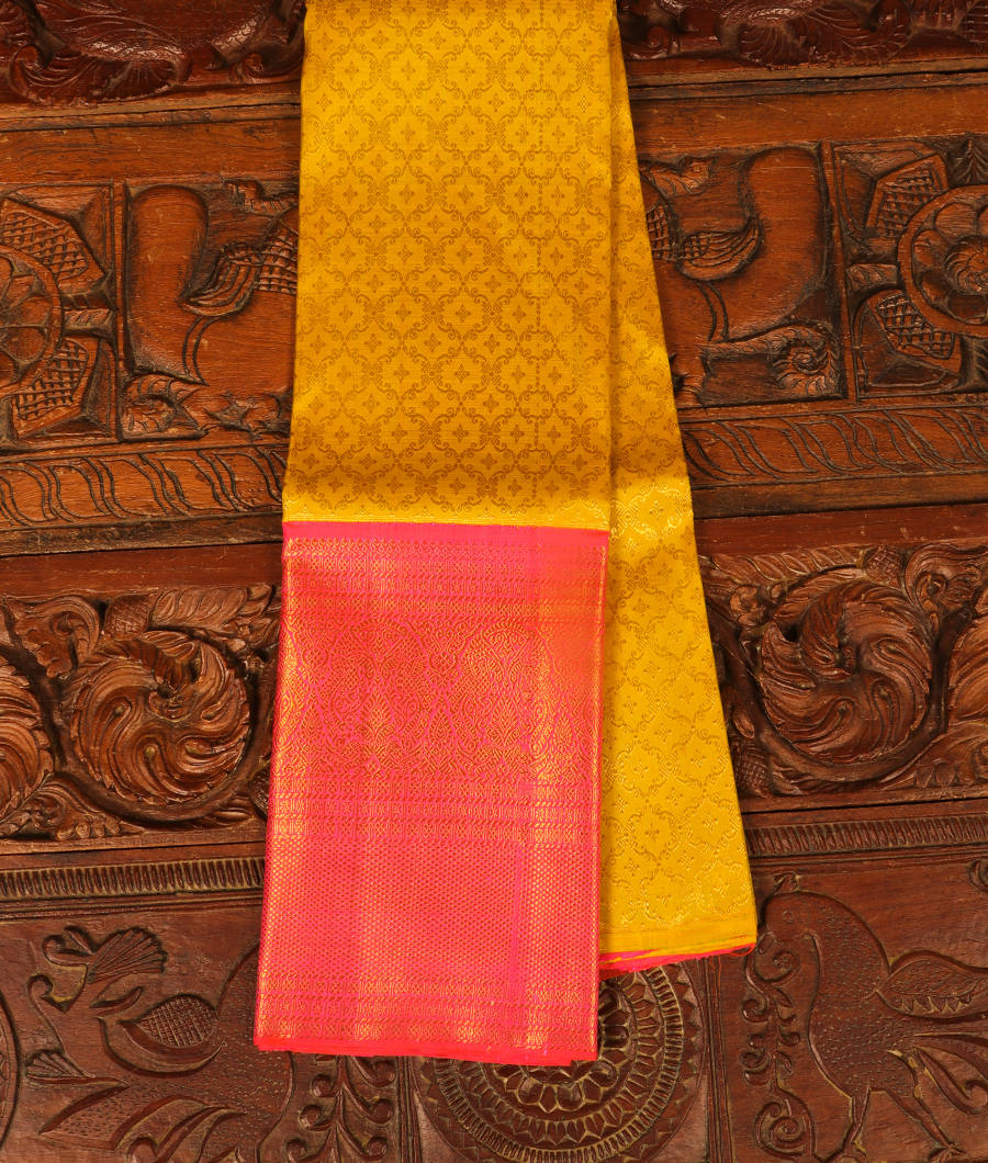 Yellow Handwoven Kanjivaram Silk Pavadai T311236-image