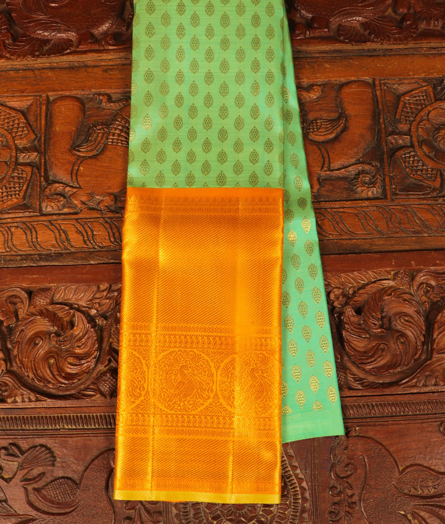 Light Green Handwoven Kanjivaram Silk Pavadai T311247-image