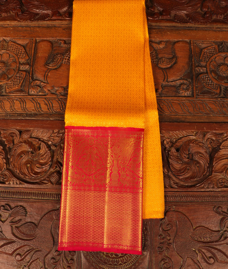 Yellow Handwoven Kanjivaram Silk Pavadai T311234-image
