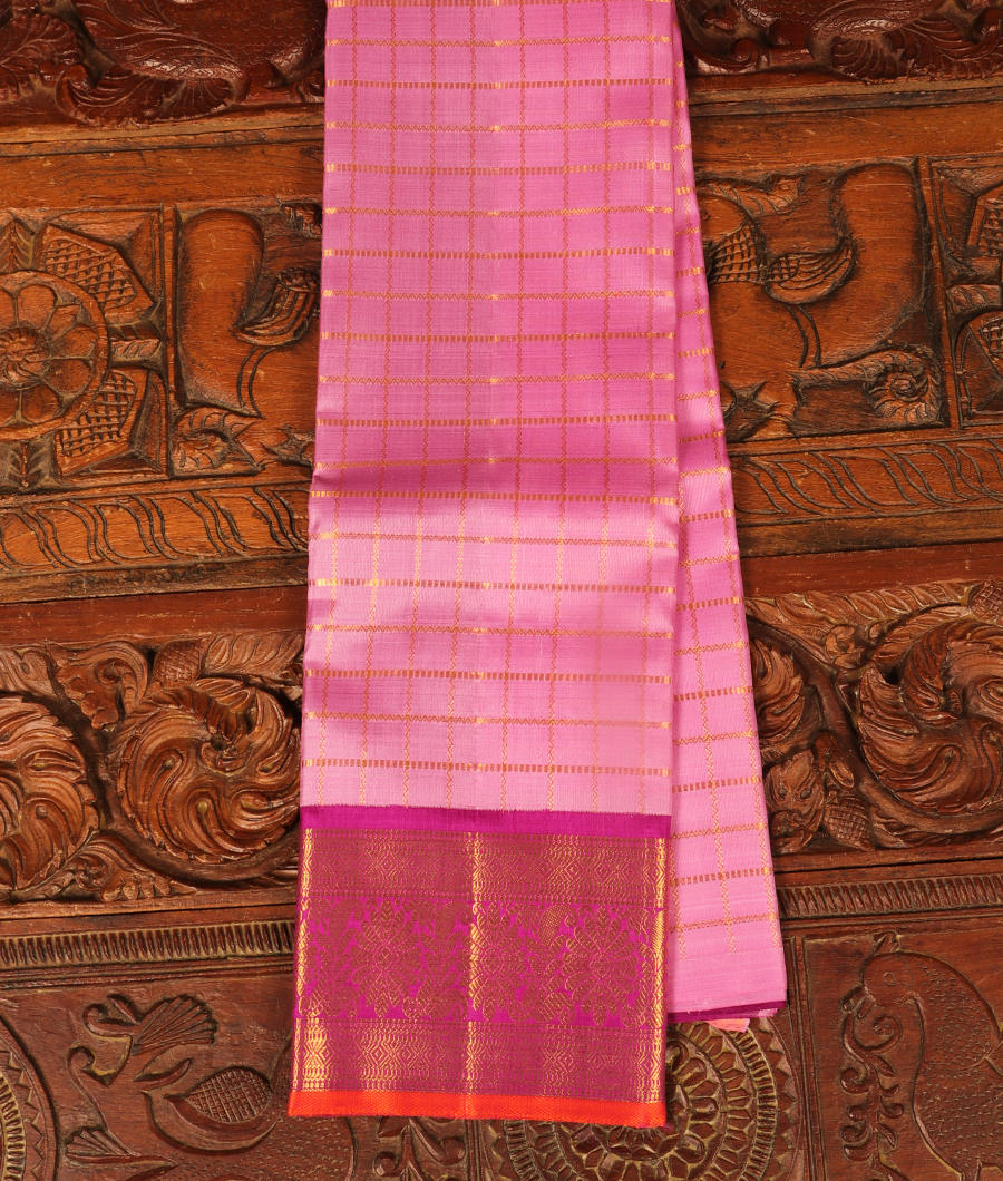 Lavender Handwoven Kanjivaram Silk Pavadai T311226-image