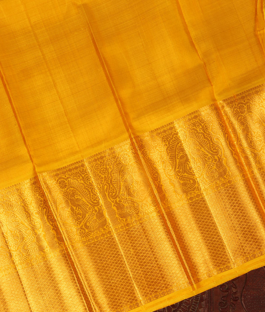 Yellow Handwoven Kanjivaram Silk Pavadai and Dupatta T3064803