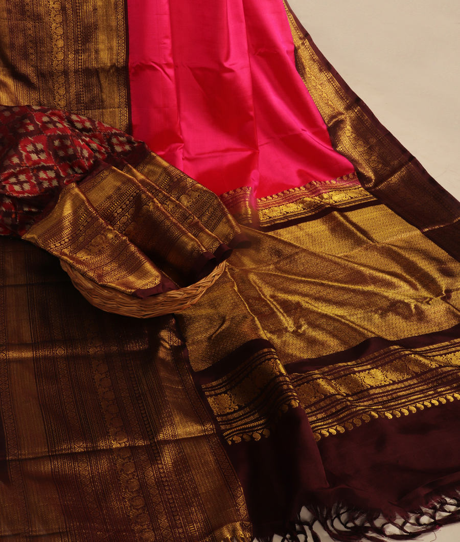 Magenta Twill Kanjivaram Silk Saree T3112952