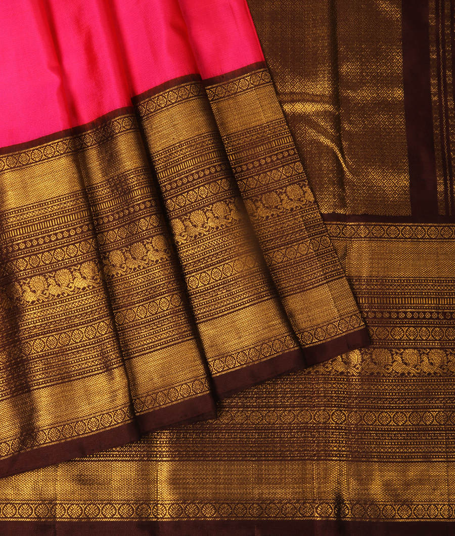 Magenta Twill Kanjivaram Silk Saree T3112954