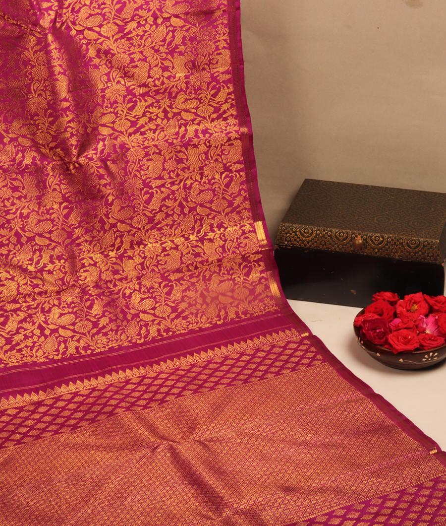 Purple Handwoven Kanjivaram Silk Saree T2046422