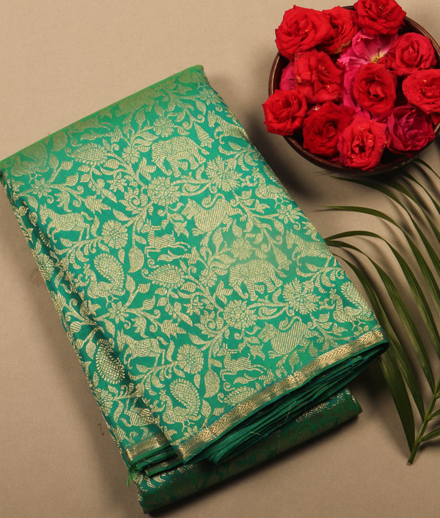 Peacock Green Handwoven Kanjivaram Silk Saree T293634-image