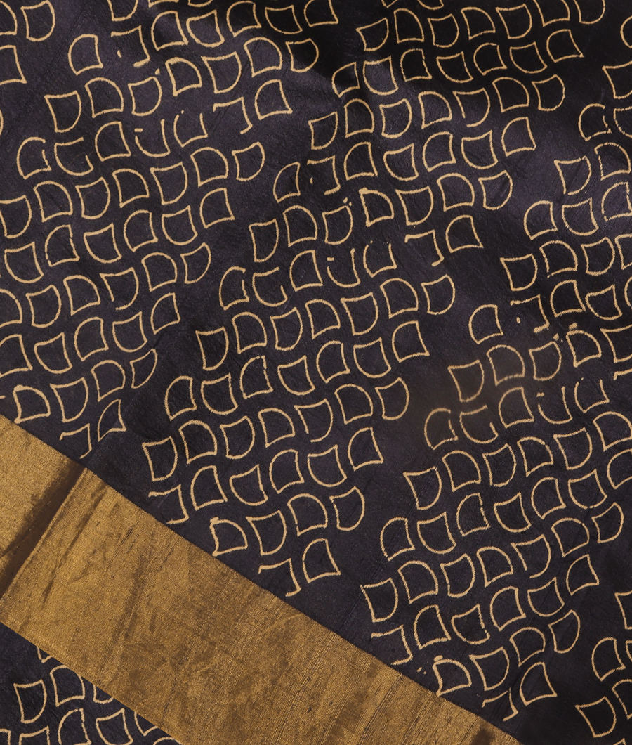 Blue Tussar Printed Saree T298120-image