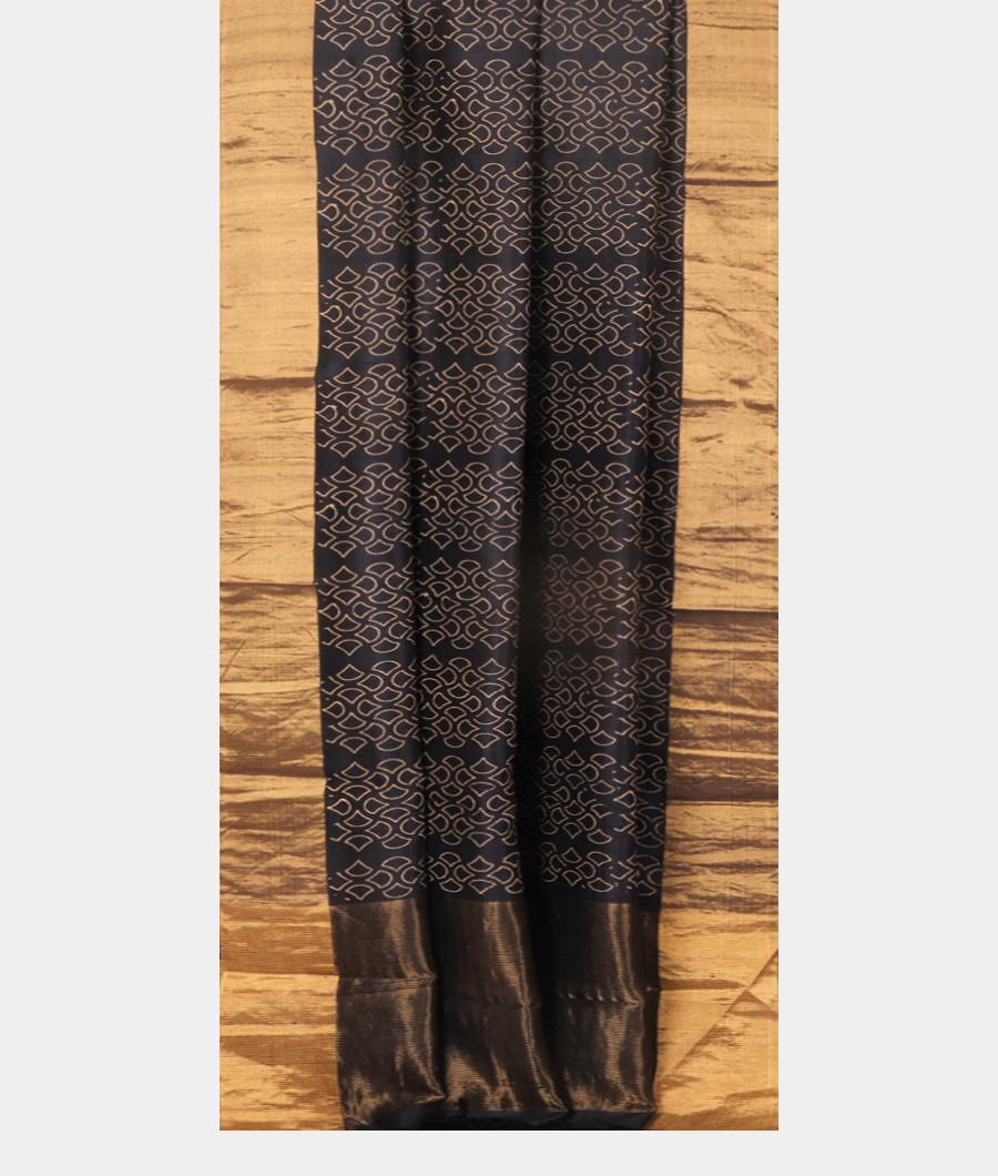 Blue Tussar Printed Saree T2981202