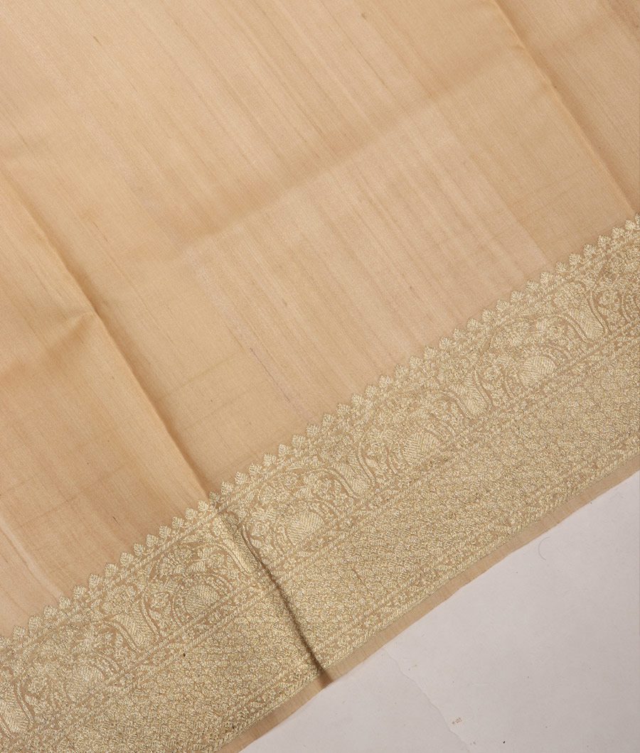 Cream Banaras Kathan Tussar Saree T3130983