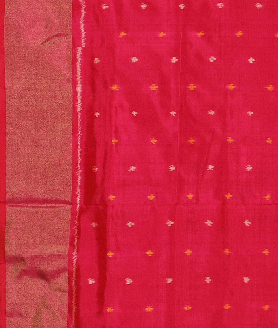 Orangish Pink Ikat Silk Saree T3122073
