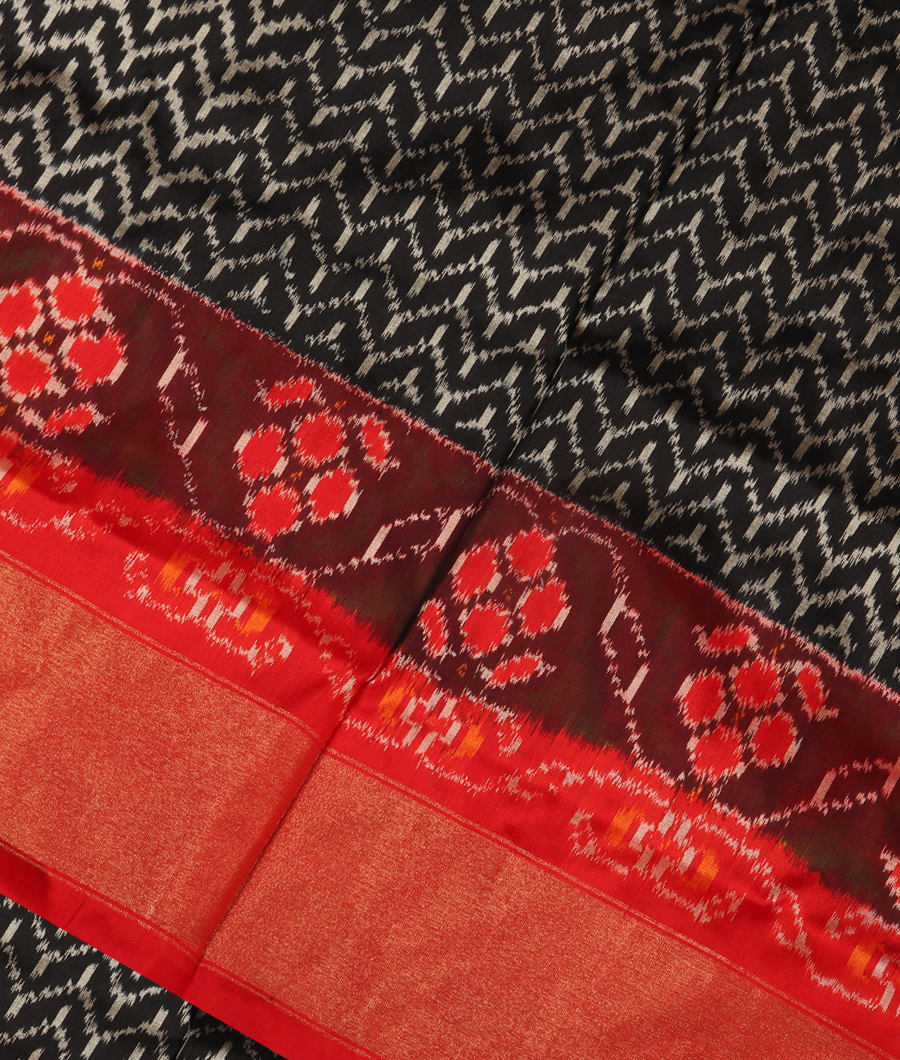 Black Ikat Silk Saree T204561-image