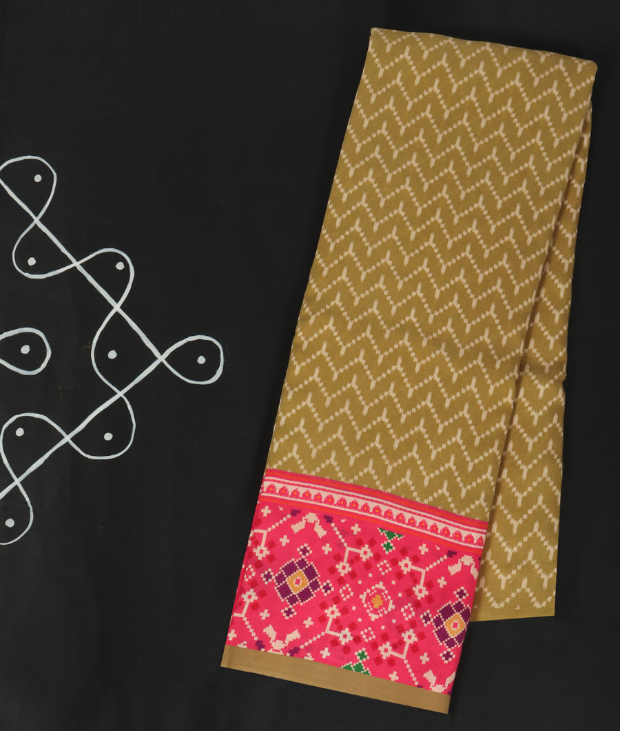 Khaki Printed Crepe Silk Saree T311401-image