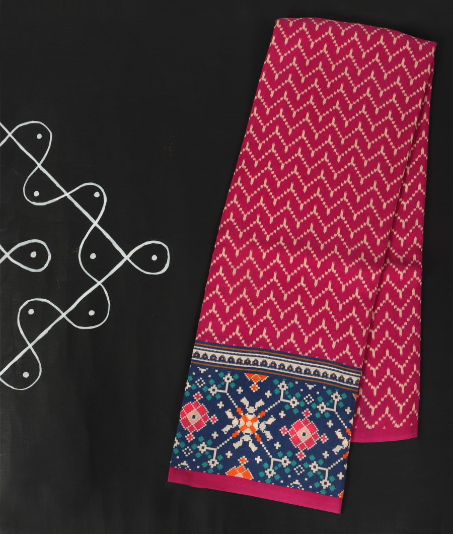 Magenta Printed Crepe Silk Saree T311409-image