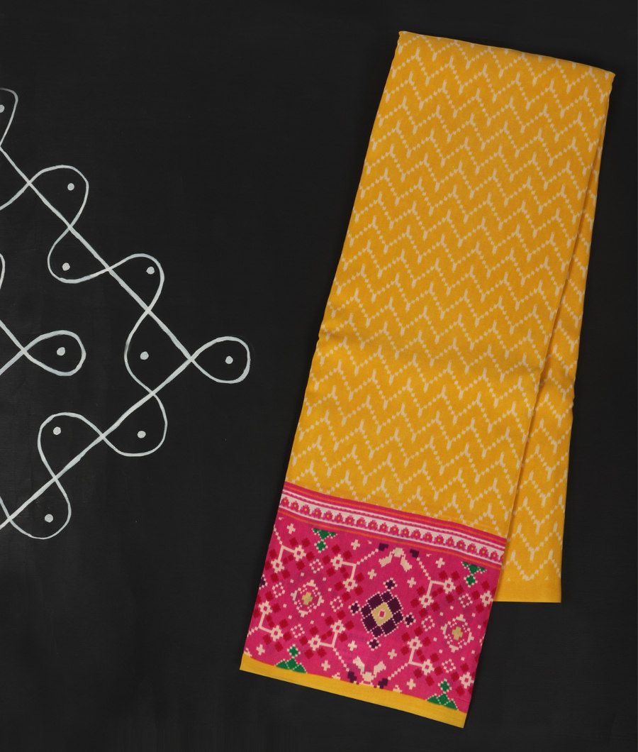 Yellow Printed Crepe Silk Saree T311413-image