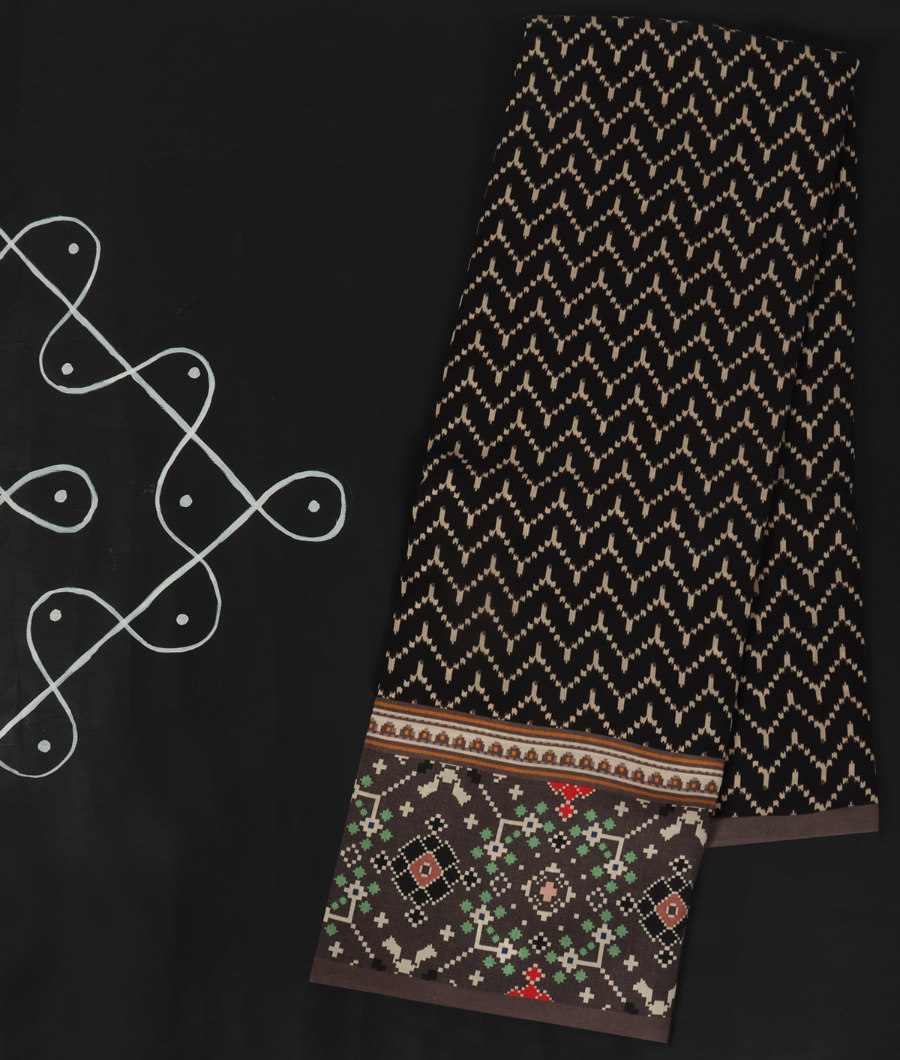 Black Printed Crepe Silk Saree T311405-image