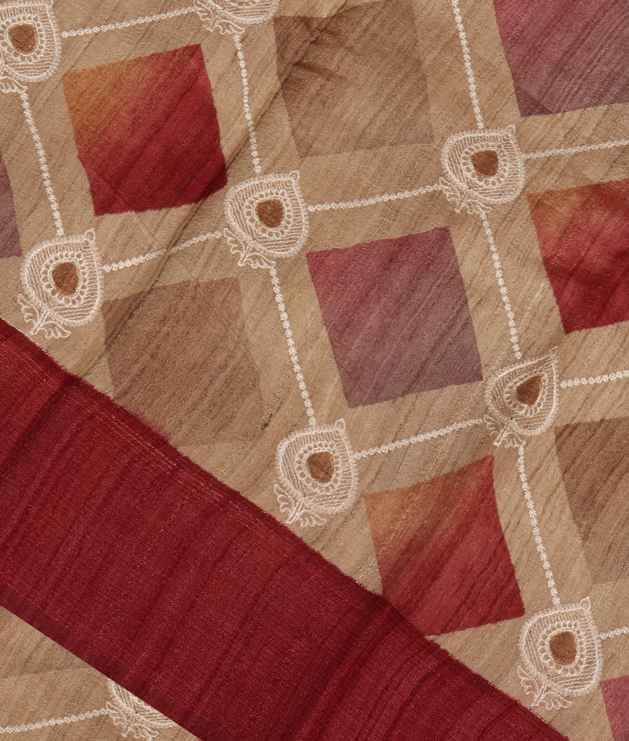 Beige Tussar Printed Saree T312813-image
