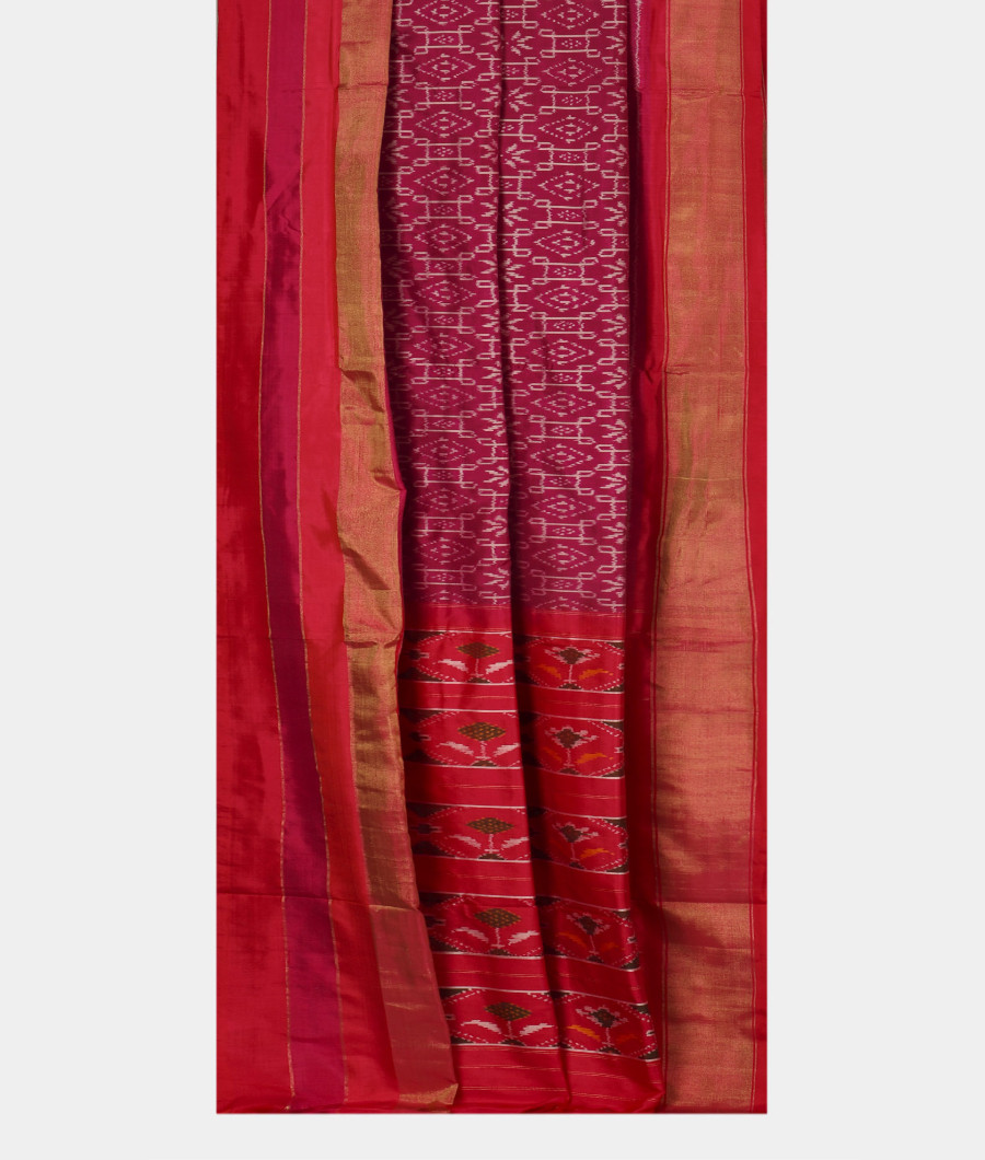 Purple Ikat Silk Saree T3122042