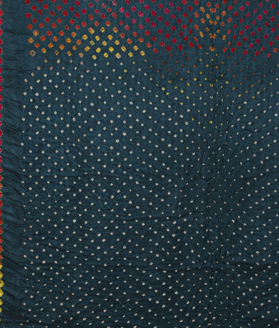 Dark Blue Bandhani Gajji Silk Saree T3111223