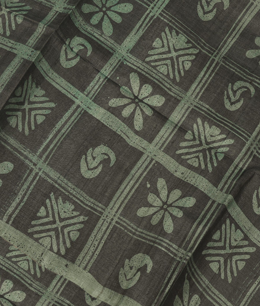 Blue Tussar Printed Saree T314329-image