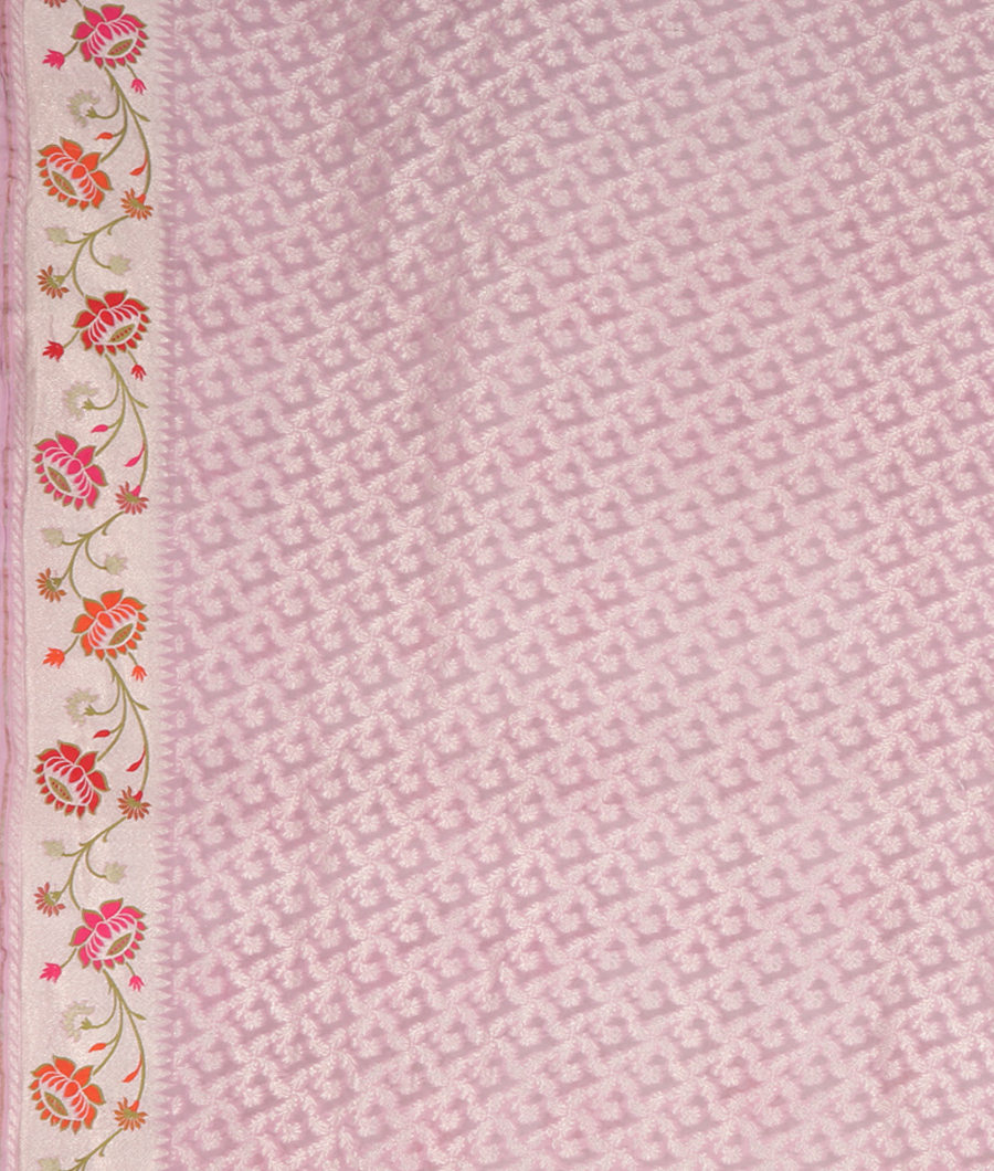 Green Banaras Georgette Silk Saree with Paithani Border T3126593