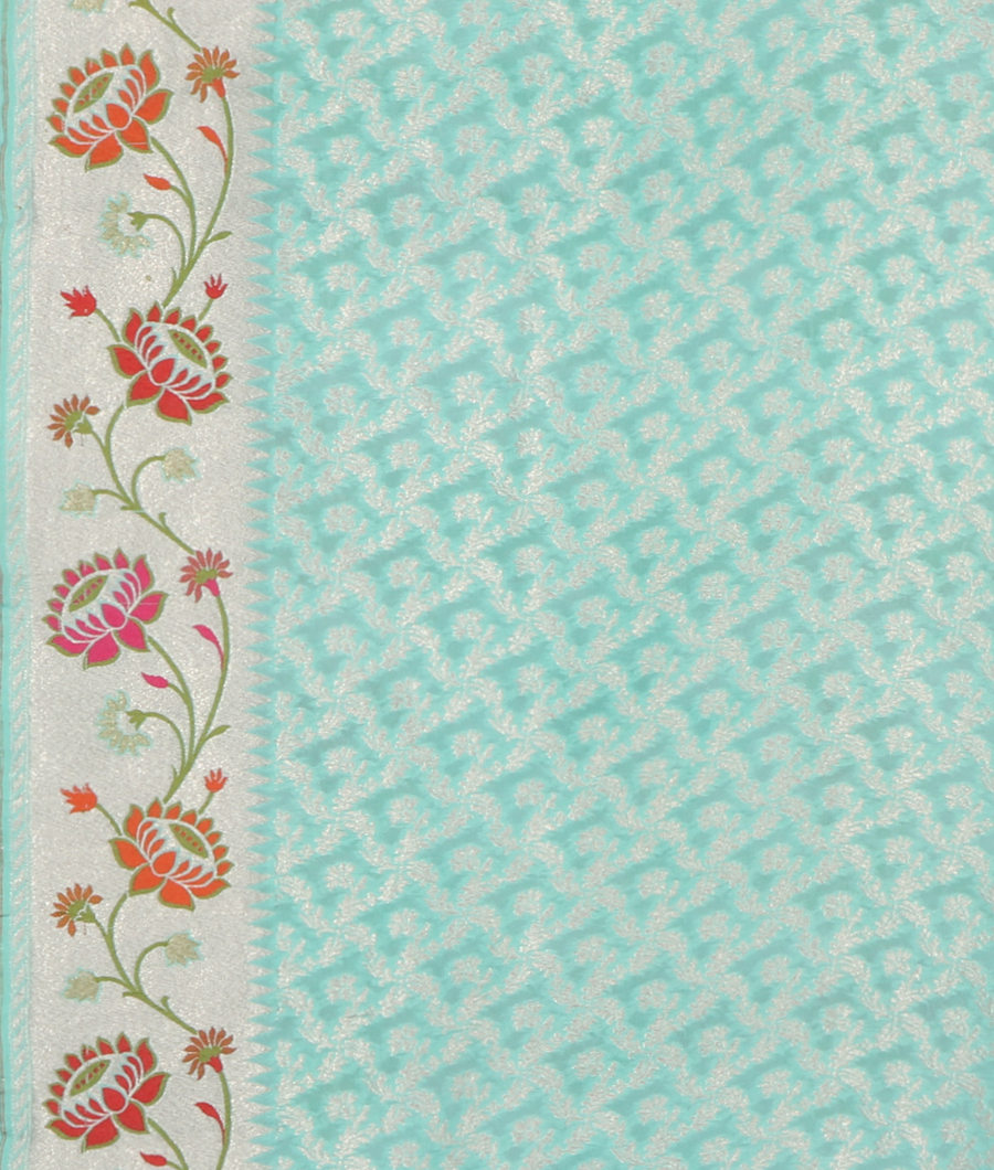 Pink Banaras Georgette Silk Saree with Paithani Border T3126573