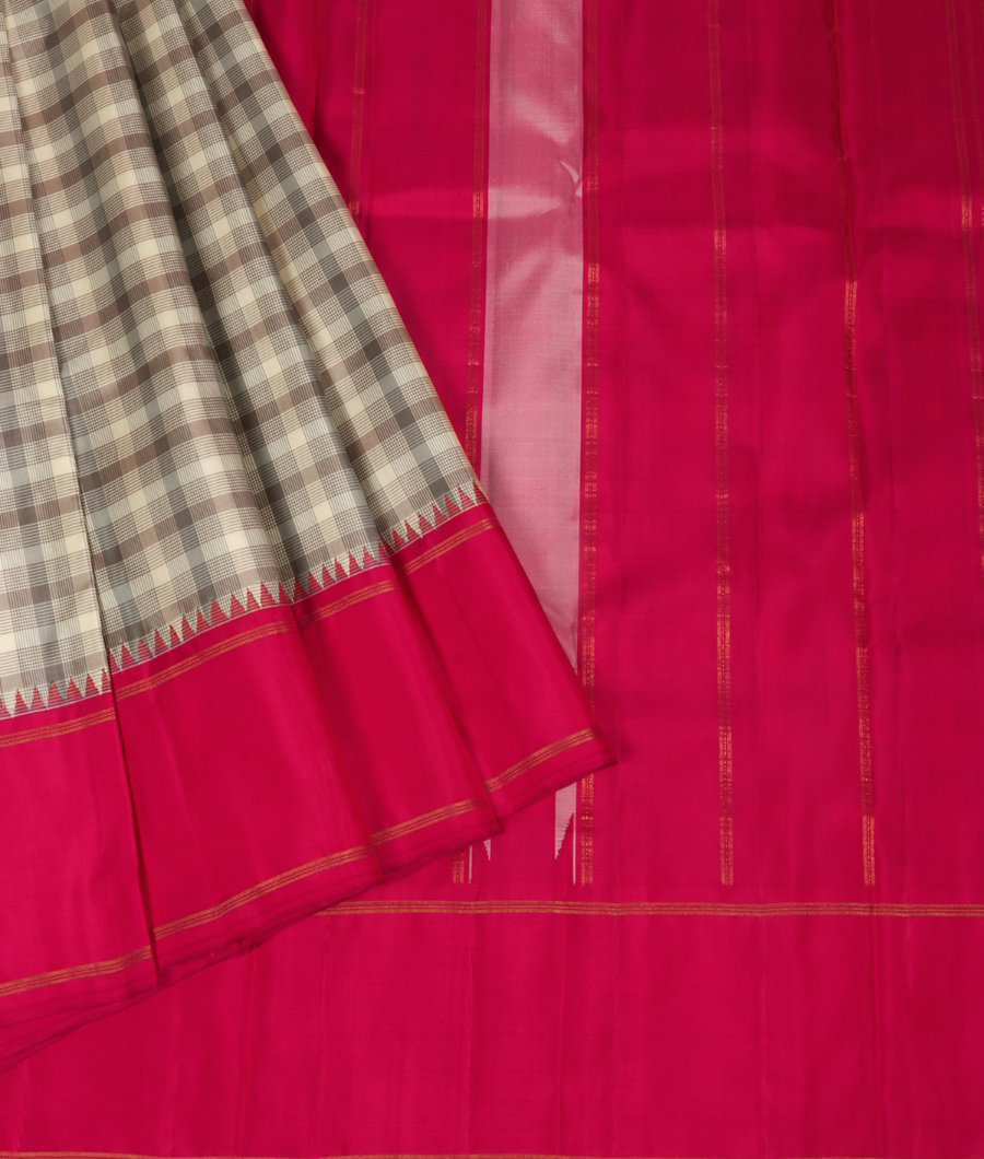 Off White and Grey Handwoven Kanjivaram Silk Saree T3170722