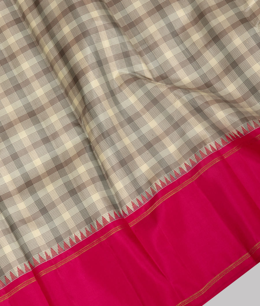 Off White and Grey Handwoven Kanjivaram Silk Saree T3170724